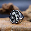 Кільце печатка перстень чоловіче сталеве BARBER 19 з медичної нержавіючої сталі з Бритвою, фото 3