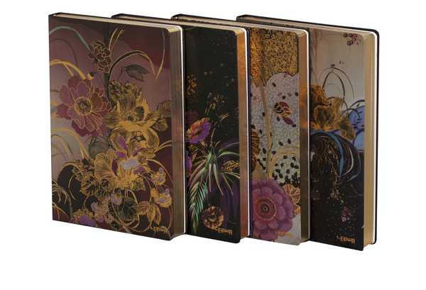 Блокнот LYB51521-1526D "Квіти" в лінію, із золотим напиленням (152 листи, 18.4*25.7 см.), фото 1