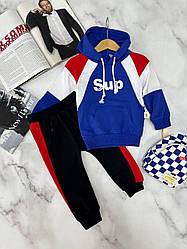 Спортивний костюм на хлопчика SUP Синє - Чорний зі смужками 9421 62, Синий, Унисекс, Весна Лето, 104