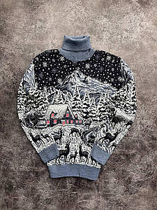 Новорічний светр "Засніжений ліс" з горлом