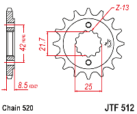 JT передняя звезда 525 16 KAWASAKI GPZ500S '87-'05 (52516JT) (цепь. 520)