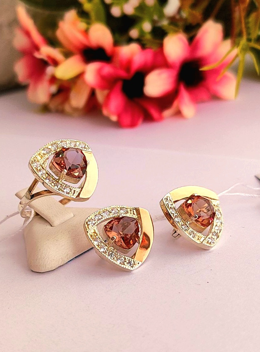 Срібний гарнітур із золотом султаніт ювелірний, фото 1