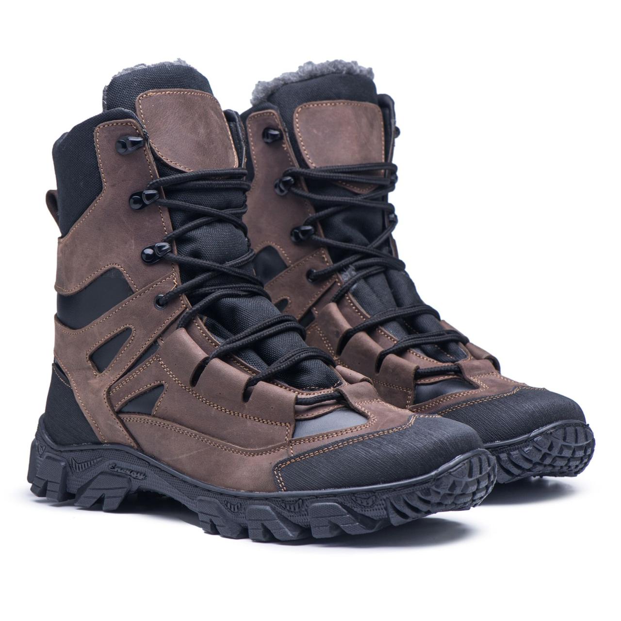 Зимові берці шкіряні військові коричневі Арт-106, фото 1