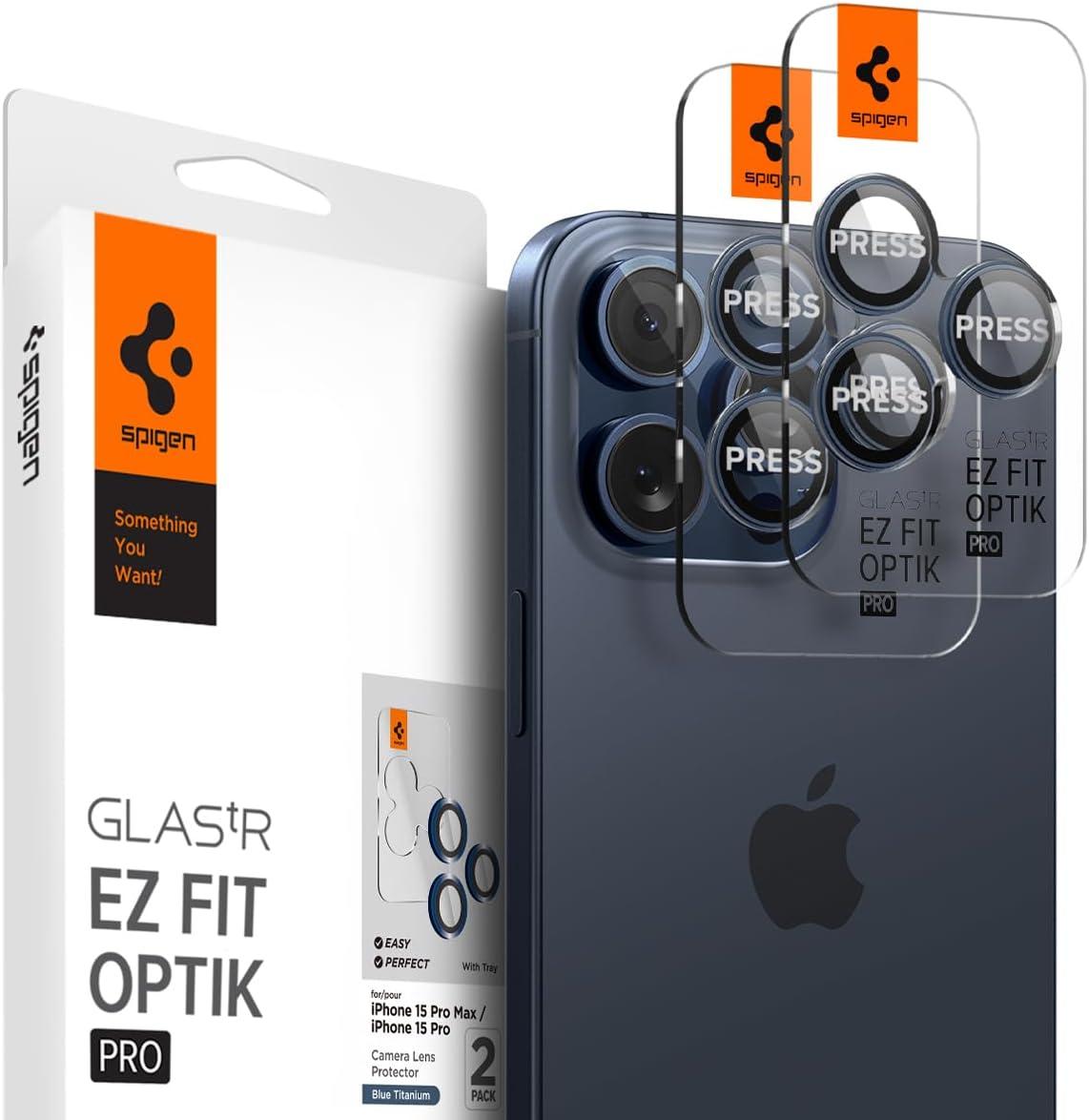 Захисне скло Spigen для камери iPhone 16/15/14 Pro & Pro Max - EZ Fit Optik Pro (2шт), Blue Titanium (AGL07164)