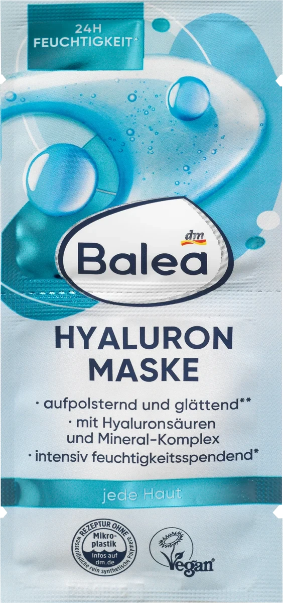 Зволожуюча маска для обличчя Balea Hyaluron, 2шт х 8 мл