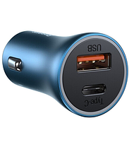 АЗУ Baseus Golden Contactor Pro Dual Quick Charger USB+Type-C+Cable Type-C to Lightning 40W TZCCJD-03 Blue, фото 3