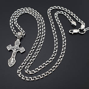 Комплект! Дитяча срібна цепочка з хрестиком на жорсткому вушку. Кулон і ланцюг срібло 925 40 см