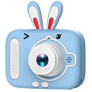 Дитячий фотоапарат X900 Rabbit цифровий із селфі-камерою іграми флешкою зайчик із вушками Блакитний