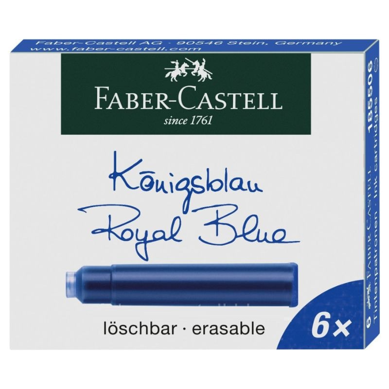 Комплект картриджів для пір'яних ручок Faber-Castell, короткі сині 6 штук