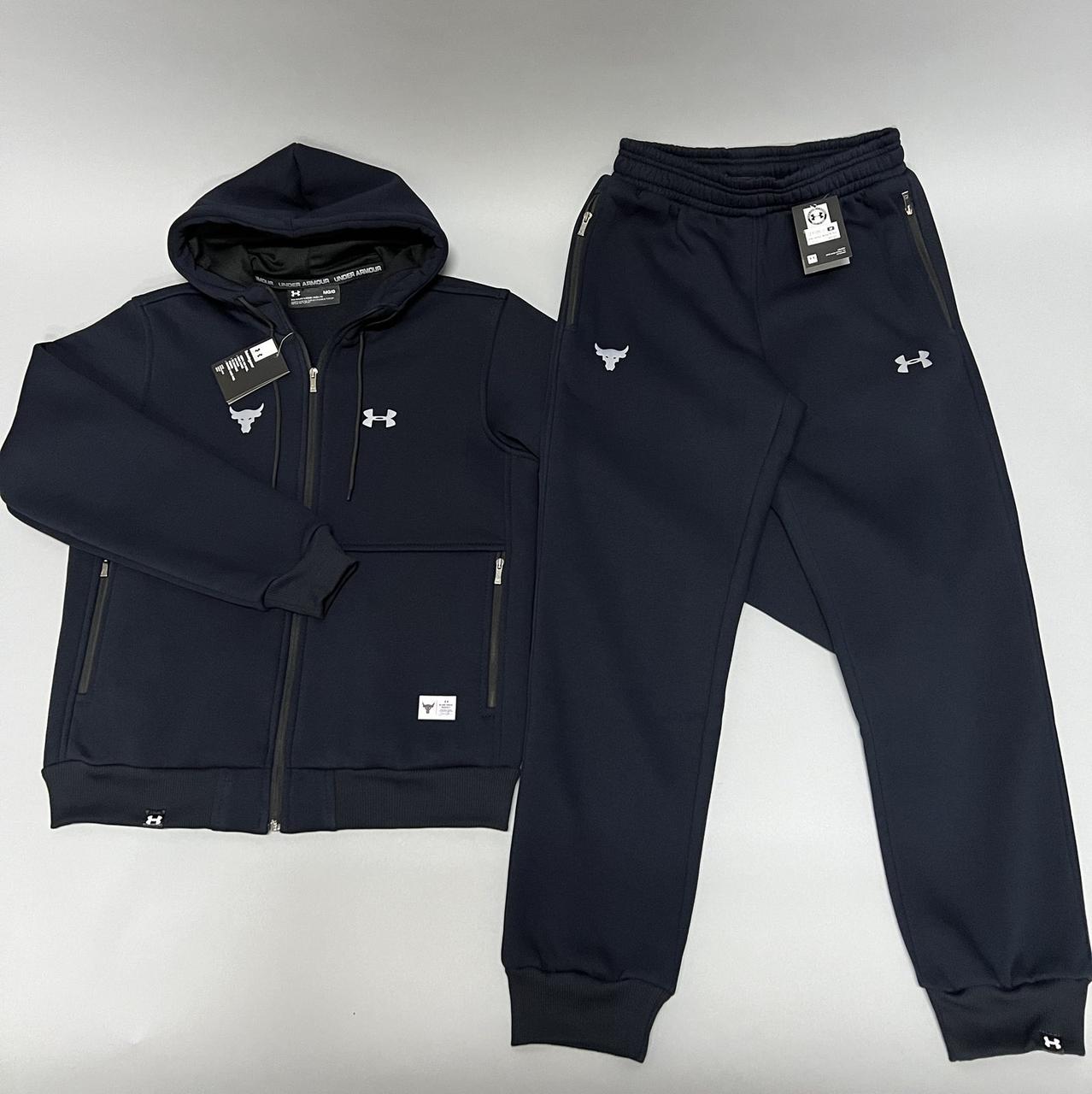 Чоловічий теплий спортивний костюм Under Armour, чоловічий зимовий костюм андер-Армор синій. Чоловічий одяг Зима, фото 1