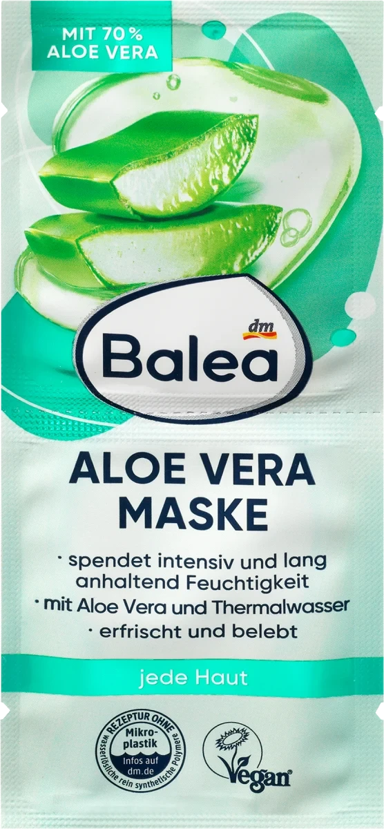 Маска для обличчя з алое вера Balea Aloe Vera, 2шт х 8 мл