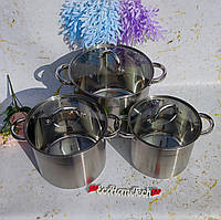 Набор кастрюль из нержавеющей стали 6 предметов Maestro MR-2023 Набор кухонной посуды с толстым дном