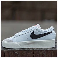 Женские кроссовки Nike Blazer Low Platform White, белые кожаные кроссовки найк блейзер лов на платформе