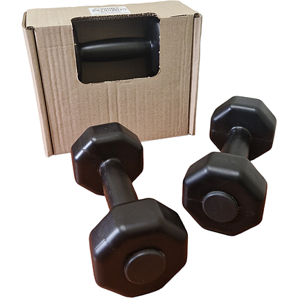 Гантелі по 1кг для фітнесу композитні 2шт, 1пара загальна вага 2кг, чорні, Україна, фото 1