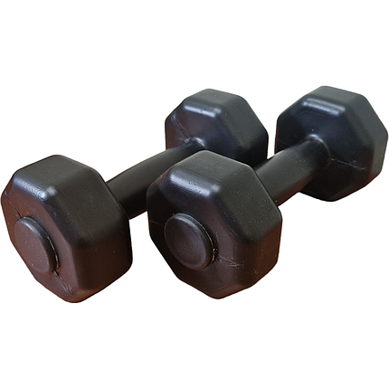 Гантелі по 1кг для фітнесу композитні 2шт, 1пара загальна вага 2кг, чорні, Україна, фото 2