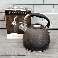 Чайник со свистком 3л мраморное покрытие Edenberg EB-1904 Чайник для индукционной плиты Чайник газовый Черный