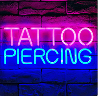 Неонова світлодіодна LED-вивіска, світловий напис Tattoo Piercing для салонів пірсингу, тату 40x17,5 см