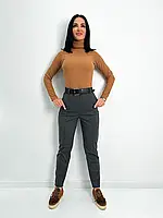 Зимние тёплые женские кашемировые брюки серого цвета
