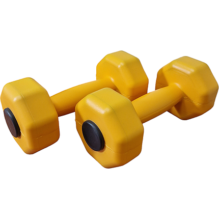 Гантелі по 1кг для фітнесу композитні 2шт, 1пара загальна вага 2кг, жовтий, Україна, фото 2