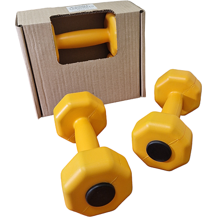 Гантелі по 1кг для фітнесу композитні 2шт, 1пара загальна вага 2кг, жовтий, Україна, фото 1