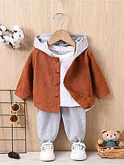 Костюм дитячий (худі з капюшоном + штани) Shein Colorblock 2209B зріст 86-92 см 18-24 місяці Terracotta-Grey