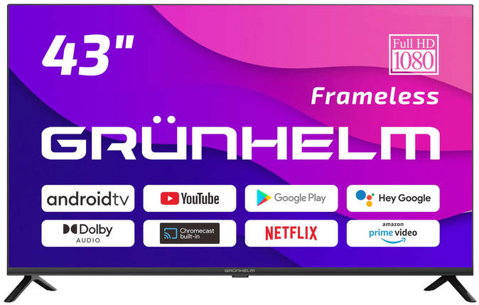 Телевізор LED GRUNHELM 43F500-GA11V для дому зі Smart Tv і Wi-Fi 43 дюйма Full HD 1080p, фото 2