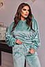 Красива махрова жіноча піжама двійка стильний домашній комплект у піжамному стилі для жінки колір ментол, фото 2