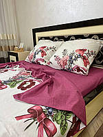 Двуспальный комплект постельного белья из качественной бязи голд для всей семьи с цветочным принтом композиция