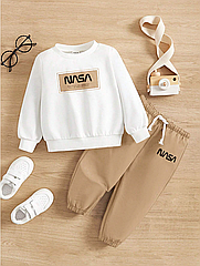 Костюм дитячий (світшот + штани) Shein Nasa 2209B зріст 86-92 см 18-24 місяці Beige-White