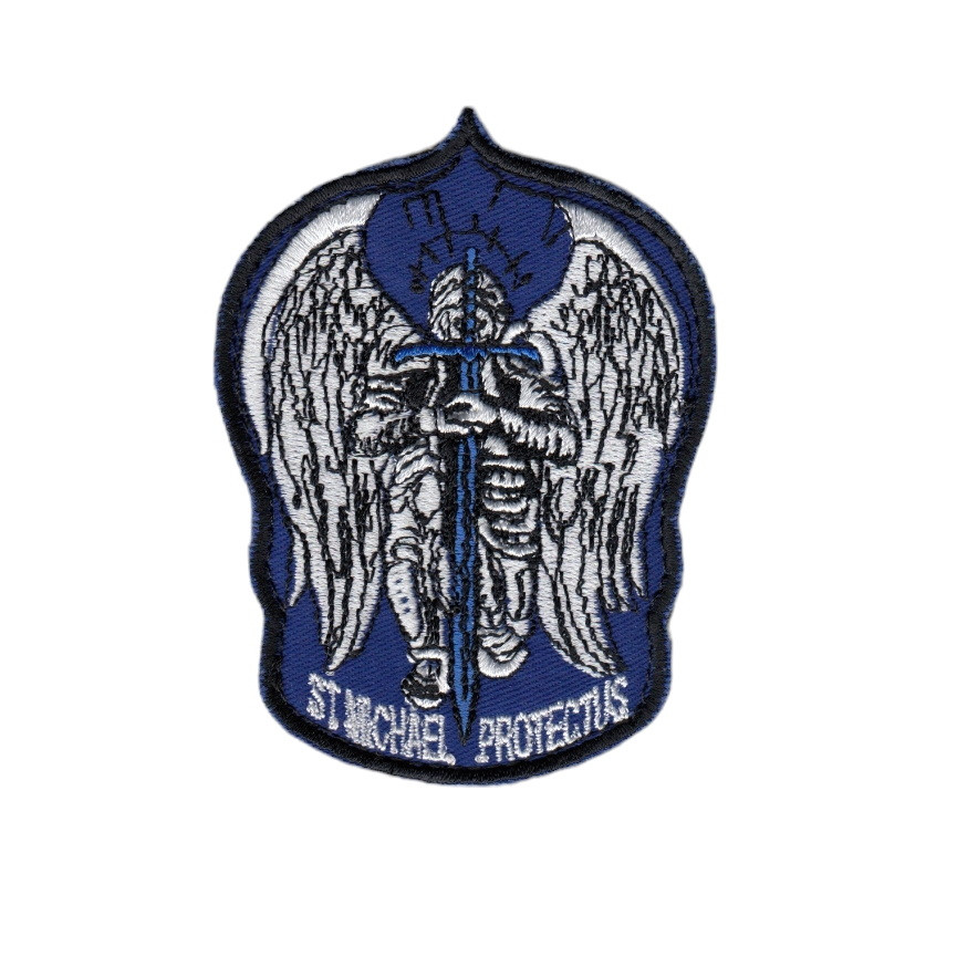 Шеврон Шеврон St Michael protectus АРХАНГЕЛ МИХАЙЛО на липучці, на синьому. 9 см * 7 см