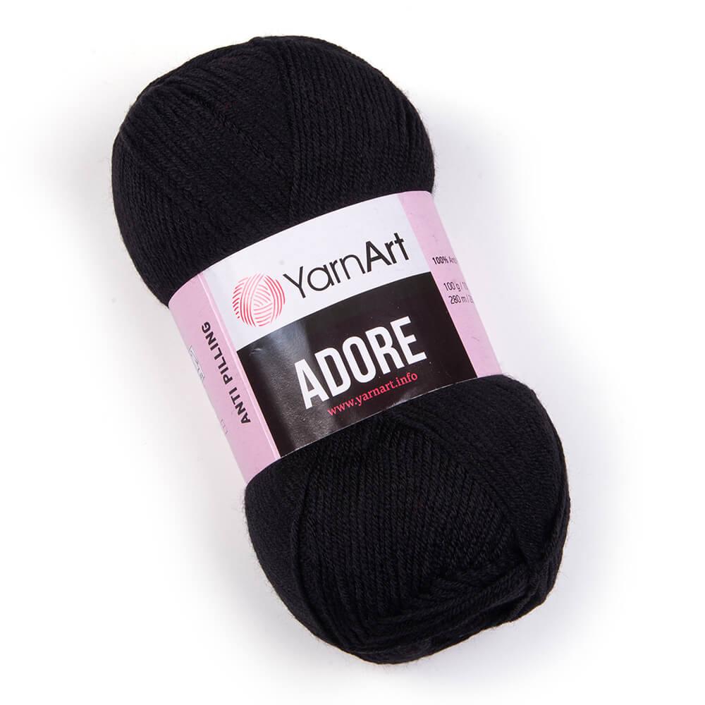 Пряжа акрилова YarnArt Adore AntiPilling (ЯрнАрт Адор Антіпіллінг), Чорний №354, 100гр., 280м.