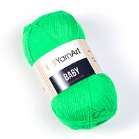 Пряжа акриловая YarnArt Baby, Зелений неон №8233, (Ярнарт Бебі) 50гр., 150м. нитки для вязания