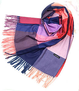 Палантин кашеміровий жіночий в клітинку Кертіс синій бузок