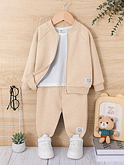 Костюм дитячий (худі бомбер + штани) Shein Jacket 1374B зріст 86-92 см 18-24 місяці Beige