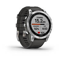 Спортивний годинник Garmin Fenix ​​7 сріблястий з графітовим ремінцем