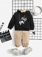 Костюм дитячий (худі + штани) Shein Game 1169B зріст 74-80 см 9-12 місяців Black-Beige