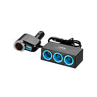 Автомобільний розгалужувач Olesson 1527 1USB / 3 гнізда прикурювача (12V/24V)