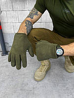 Тактические флисовые перчатки на меху олива Армейские ультра теплые полнопалые перчатки из флиса зсу