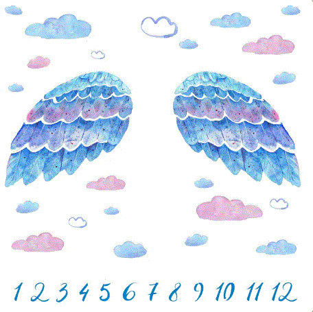 Фотопелюшка фотофон для перших фотосесій малюка з 1 до 12 місяців "Крила янгола" Блакитні 100х100см