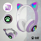 Бездротові навушники cat ear CAT STN-28 фіолетові | Навушники з вушками котика Дитячі KC-264 стерео навушники, фото 9