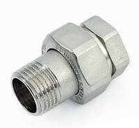 Сгон-Американка латунная General Fittings 2700A2N040400A прямая никелирована DN15 1/2"ВН