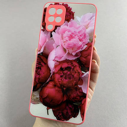 Чохол для Samsung Galaxy A12 чохол з півоніями із захистом камери на телефон самсунг а12 червоний q7k, фото 1
