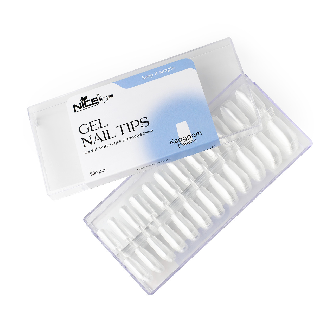 Гелеві типси для нарощування Nice for you Square Gel nail tips