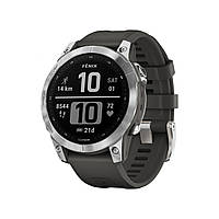 Смарт-годинник Garmin Fenix ​​7 сріблястий з графітовим ремінцем