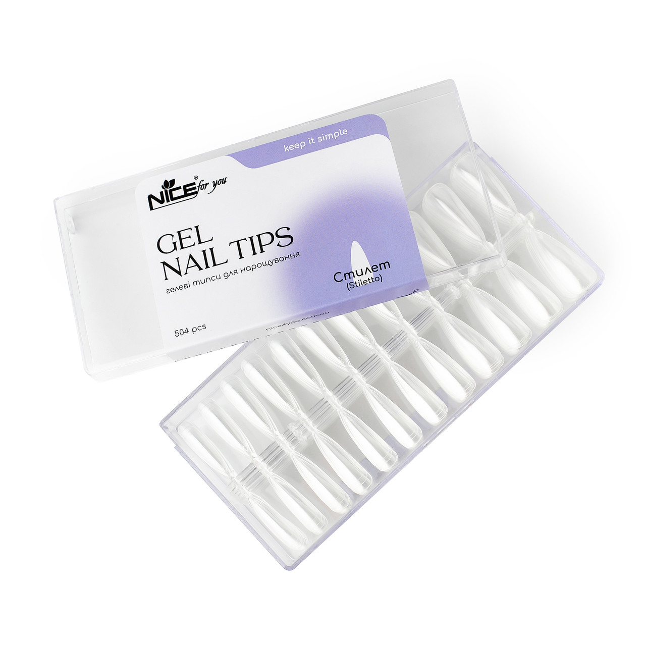 Гелеві типси для нарощування Nice for you Stiletto Gel nail tips 504 шт