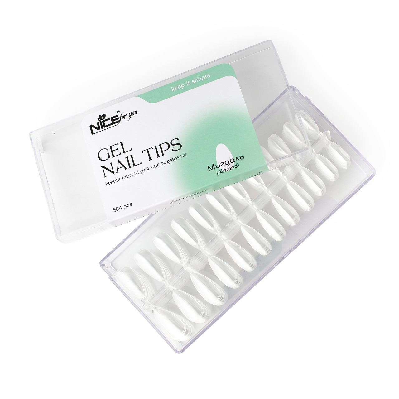 Гелеві типси для нарощування Nice for you Almond Gel nail tips 504 шт, фото 1