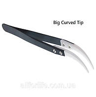 Універсальний вигнутий антистатичний керамічний пінцет Ceramic Tweezers Original Version Big Curved Tip