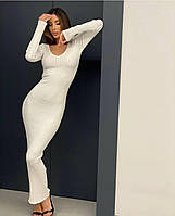 Женское длинное платье в обтяжку V- вырез ангора стильное плечи регулируются подчеркивает фигуру длинный рукав
