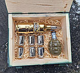 Набір для спиртного "Куля не дура" та граната лимонка у дерев'яному ящику Бойовий резерв - подарунок чоловіку, фото 2