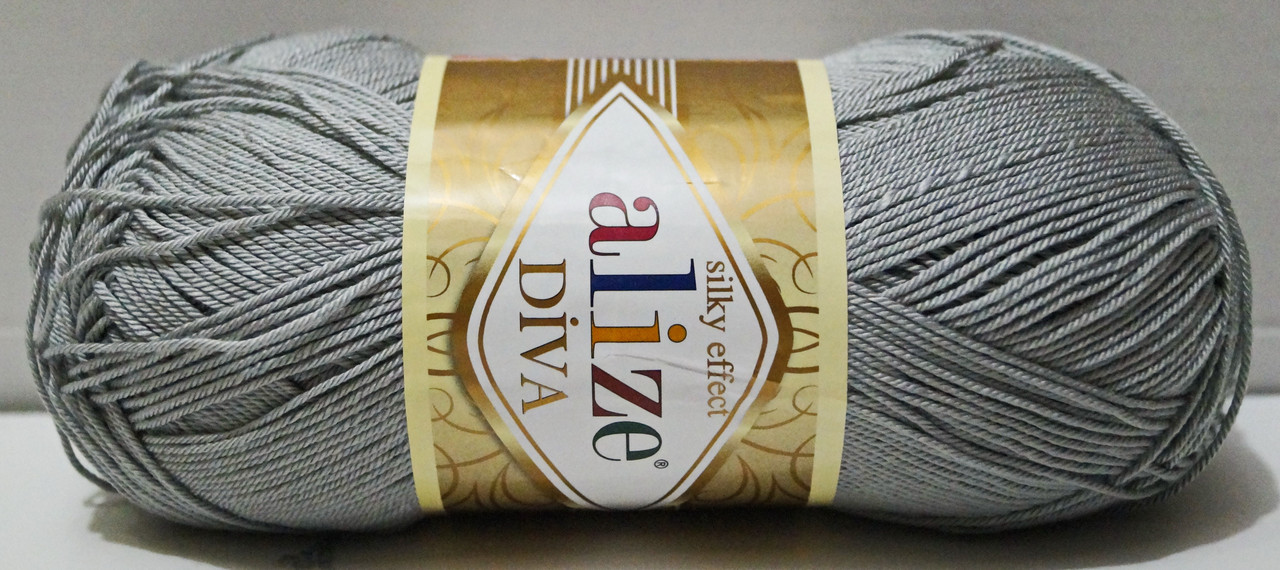 Нитки пряжа для в'язання мікрофібра DIVA Дива від ALIZE Алізе № 355 - сріблясто-сіра